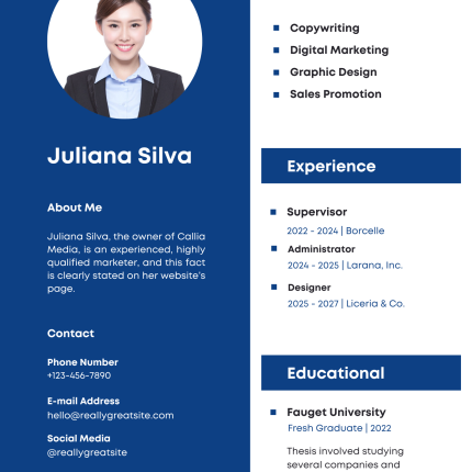 Blue Bold Modern CV Template
