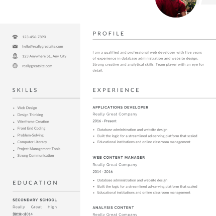 Grey and White CV Template