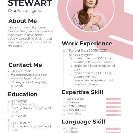 Pink Minimalist CV Template