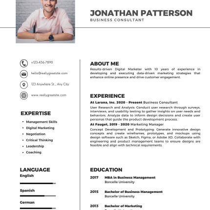 White and Dark Grey CV Template