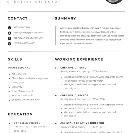 White Black Minimalist CV Template