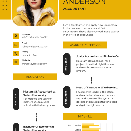 Yellow Infographic CV Template