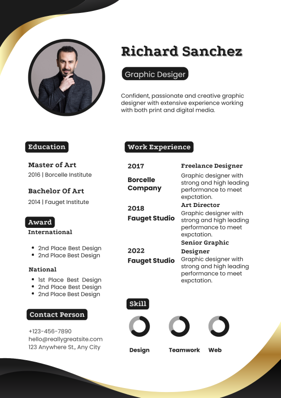 Black Gold Professional CV Template