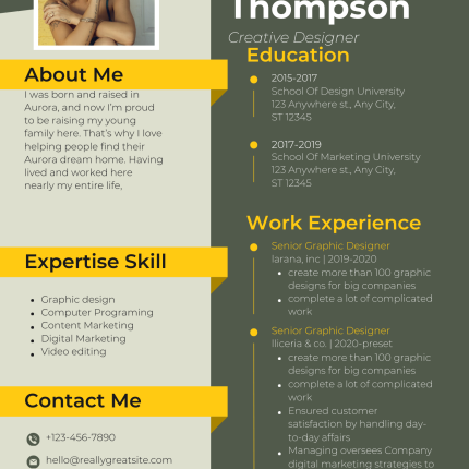 Green and Yellow CV Template