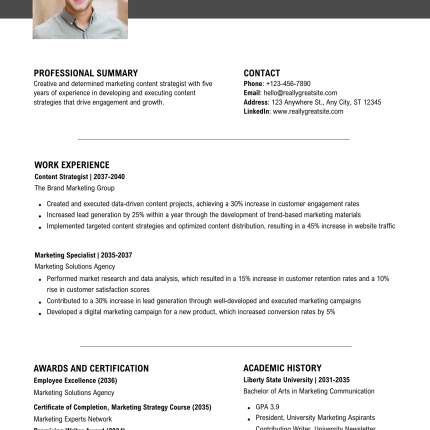 Marketing and Sales CV Template