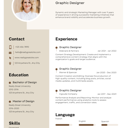 White and Beige Minimalist CV Template