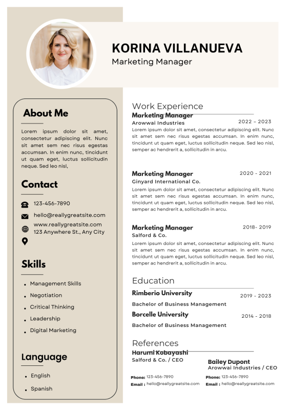 Beige and Khaki CV Template