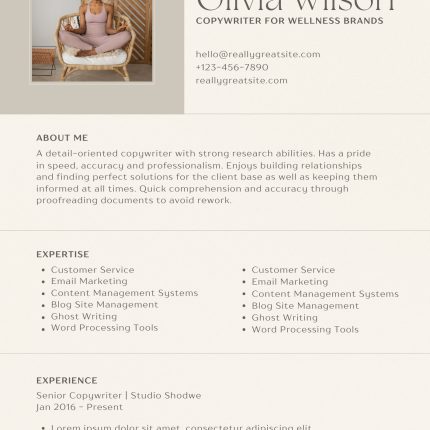 Beige Neutral Minimalist CV Template