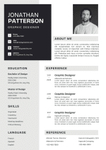 Black and White Modern CV Template