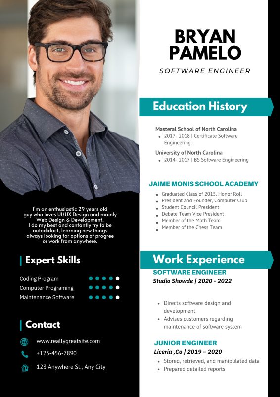 Black Tosca Modern CV Template