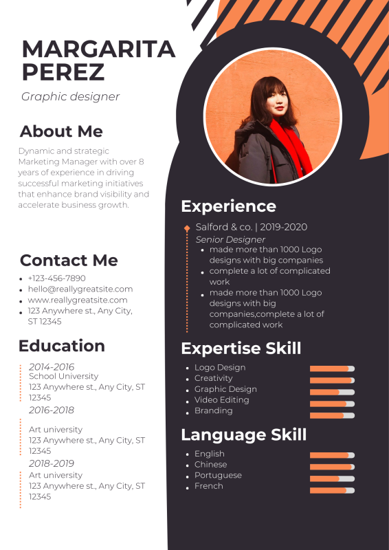 Orange Professional CV Template